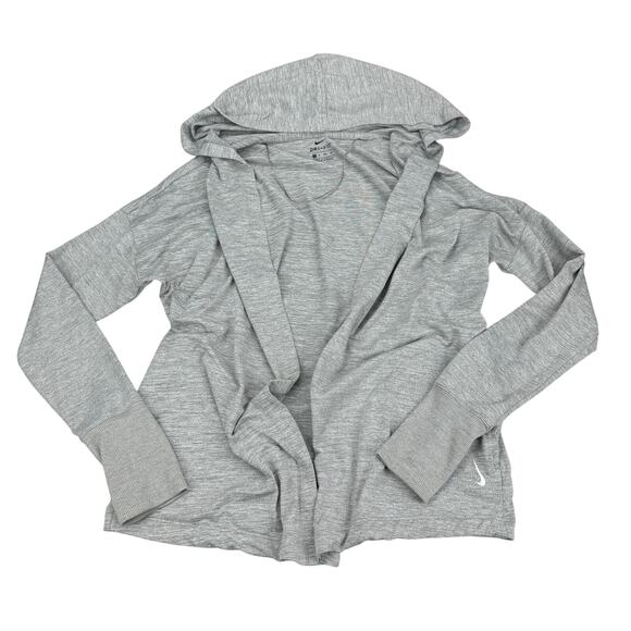 NIKE Yoga Particle Grey Core Essential Jersey Open Cardigan Sz XS - Picture 2 of 5